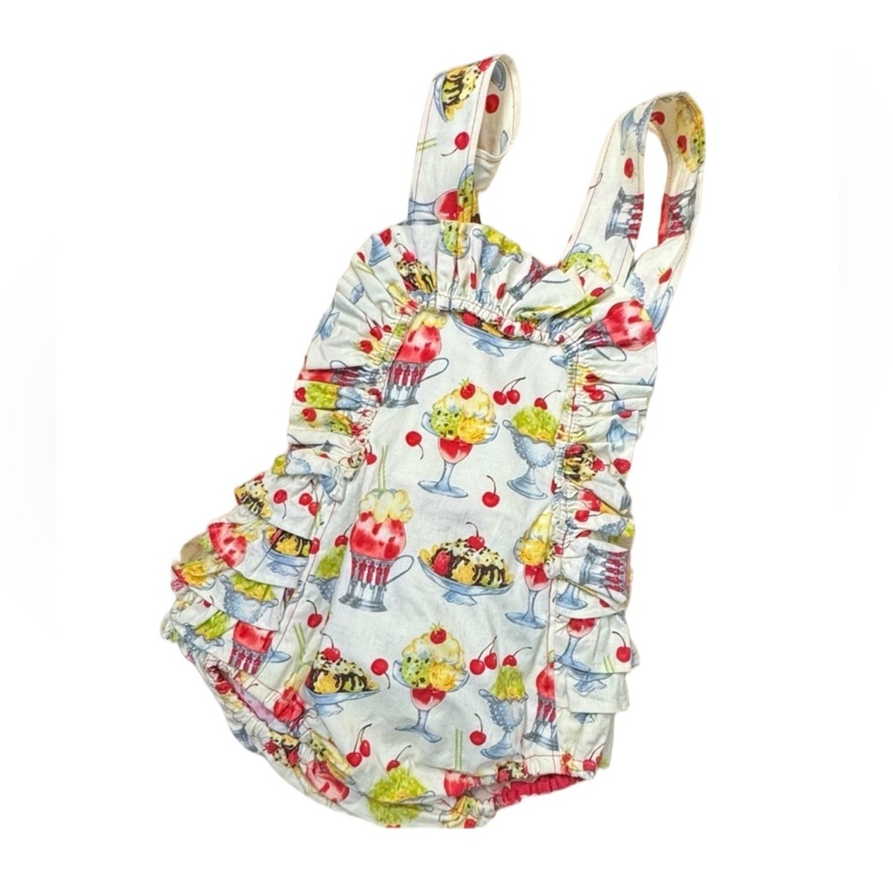 Ice Cream Ruffle Romper. Size 12/18 months. Great Condition. Birthday. Handmade